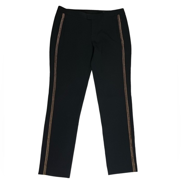 Rag & Bone Gold Fishbone Detail Black Pants Sz 8 - Picture 1 of 14